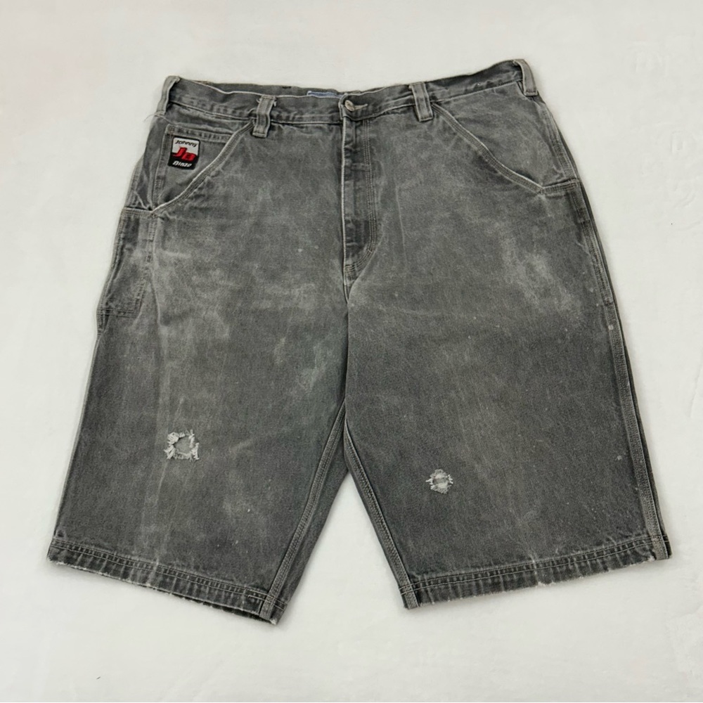Vintage Y2K Johnny Blaze Loose Fit Black Denim Hip Hop Baggy Jean Shorts Men 38
